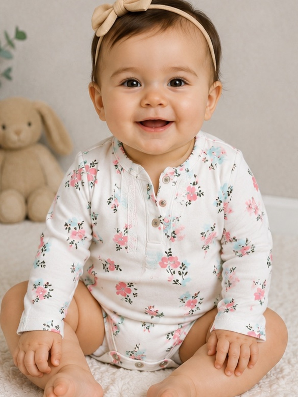 Carter’s Baby Girl Floral Long Sleeve Onesie Bodysuit 9 Months Pink Blue